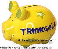 Sparschwein 3D Design Trinkgeld gelb Keramik Marke KCG Mae ca.: L= 12,5 cm - Bild vergrern 