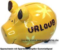 Sparschwein 3D Design Urlaub gelb Keramik Marke KCG Mae ca.: L= 12,5 cm - Bild vergrern 