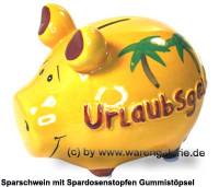 Sparschwein 3D Design Urlaubsgeld orange Keramik Marke KCG Mae ca.: L= 12,5 cm - Bild vergrern 