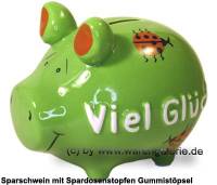 Sparschwein 3D Design Viel Glck grn Keramik Marke KCG Mae ca.: L= 12,5 cm - Bild vergrern 