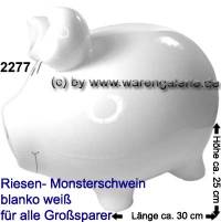 Sparschwein Monster Blanko wei ohne Beschriftung riesengro Keramik Marke KCG Mae ca.: L= 30 cm - Bild vergrern 