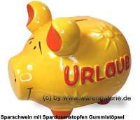 Sparschwein 3D Design Urlaub gelb mittelgro Keramik Marke KCG Mae ca.: L= 17 cm - Bild vergrern 