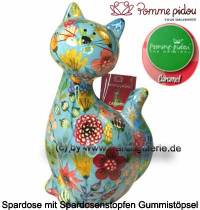 Spardose Spartier Katze Caramel hellblau Keramik Marke Pomme Pidou Mae ca.: H= 22 cm - Bild vergrern 