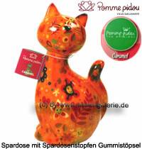 Spardose Spartier Katze Caramel orange Keramik Marke Pomme Pidou Mae ca.: H= 22 cm - Bild vergrern 