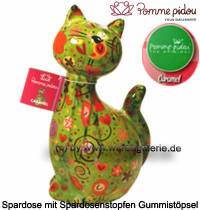Spardose Spartier Katze Caramel hellgr�n Keramik Marke Pomme Pidou Ma�e ca.: H= 22 cm - Bild vergr��ern 