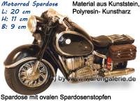 Spardose Motorrad schwarz/ bunt aus Kunststein mit Spardosenstopfen Mae ca.: L= 20 cm - Bild vergrern 