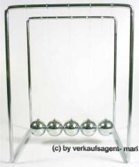 Edelstahl Kugelstopendel Newton's Cradle ein Klassiker der 60er Balance Ball Mae ca.: H= 17 cm - Bild vergrern 