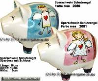 Sparschwein Schutzengel Farbvariante auswhlen Keramik mit Spardosenschloss Mae ca.: L= 16 cm - Bild vergrern 