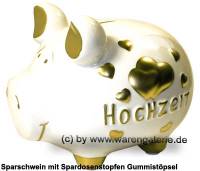 Sparschwein 3D Design Hochzeit wei mittelgro Keramik Marke KCG Mae ca.: L= 17 cm - Bild vergrern 