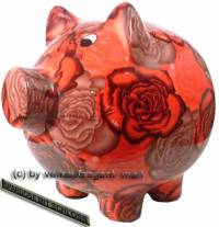 Sparschwein Blumendekor Keramik extra Gro mit Schloss Mae ca.: L= 28 cm ! Sonderverkauf ! 89h - Bild vergrern 