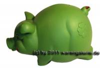 Sparschwein Kleeblatt in grn Glcksbringer aus Kunststoff mit Spardosenschloss Mae ca.: L= 17 cm - Bild vergrern 
