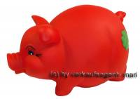 Sparschwein Kleeblatt in rot Glcksbringer aus Kunststoff mit Spardosenschloss Mae ca.: L= 17 cm - Bild vergrern 