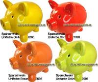 Sparschwein Unifarbe Keramik Farbvariante whlen mit Spardosenschloss & Schlssel Mae ca.: L= 21 cm - Bild vergrern 