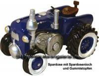 Trecker Traktor Oldtimer Spardose blau Kunststein mit Gummistopfen Mae ca.: L= 16 cm - Bild vergrern 