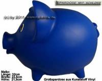 Sparschwein Gro Blau Vinyl Monstersparschwein mit Spardosenschloss und Schlssel Mae ca.: L= 32 cm - Bild vergrern 