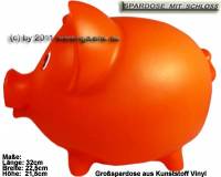 Sparschwein Gro Orange Vinyl Monsterschwein mit Spardosenschloss & Schlssel Mae ca.: L= 32 cm - Bild vergrern 