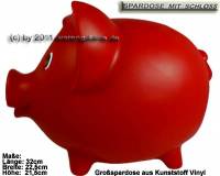 Sparschwein Gro Rot Vinyl Monstersparschwein mit Spardosenschloss und Schlssel Mae ca.: L= 32 cm - Bild vergrern 