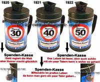 Spardose Spendenkasse Spendenbox Hurra 30 40 + 50 verplompt Variante zur Auswahl Ma�e ca.: H= 19 cm - Bild vergr��ern 