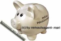 Sparschwein Beschriftung meine Pensionskasse wei mit Spardosenschloss Schlssel Mae ca.: L= 13 cm - Bild vergrern 