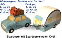 Spardosen Wohnwagen- Gespann bunt 2er Set aus Keramik mit Spardosenstopfen Mae ca.: L= 30 cm - Bild vergrern 