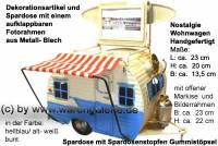 Spardose Dekorationsartikel Nostalgie Wohnwagen hellblau alt wei Metall mit Gummistopfen L: 23 cm - Bild vergrern 