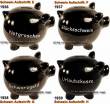 Sparschwein Blacky 2 Aufschrift wählen Keramik mit Spardosenschloss & Schlüssel Maße ca.: L= 16,5 cm
