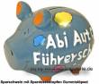 Sparschwein 3D Design Abi Auto F&uuml;hrerschein grau Keramik Marke KCG Ma&szlig;e ca.: L= 12,5 cm