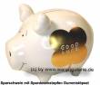 Sparschwein Dekor GOOD LUCK Goldedition weiß Keramik Marke KCG Maße ca.: L= 12,5 cm