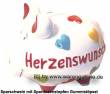 Sparschwein 3D Design �Herzenswunsch wei&szlig;/ bunt mittelgro&szlig; Keramik Marke KCG Ma&szlig;e ca.: L= 17 cm
