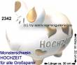 Sparschwein 3D Design Hochzeit wei&szlig;/bunt riesengro&szlig;es Monster Keramik Marke KCG Ma&szlig;e ca.: L= 30 cm