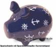 Sparschwein Nautilus dunkelblau weiß Design Dekor Keramik Marke KCG Maße ca.: L= 12,5 cm