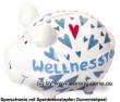 Sparschwein �Wellnesstag� wei&szlig; / hellblau �  modernes KCG 3D Keramik-Design Ma&szlig;e ca.: L= 12,5 cm