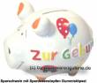 Sparschwein 3D Design Zur Geburt wei&szlig; Keramik Marke KCG Ma&szlig;e ca.: L= 12,5 cm