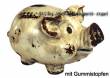 Lachendes Sparschwein mit Backen hellgrau- braun aus Keramik mit Spardosenstopfen Ma&szlig;e ca.: L= 18 cm