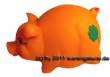 Sparschwein Kleeblatt in orange Glücksbringer aus Kunststoff mit Spardosenschloss Maße ca.: L= 17 cm
