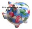 Sparschwein mit bunten Gl&uuml;cksbringer Dekor Keramik mit Spardosenschloss Ma&szlig;e ca.: L= 18 cm