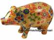 Sparschwein Sau Happy Birthday bunt Keramik mit Spardosenschloss und Schl&uuml;ssel Ma&szlig;e ca.: L= 23,5 cm