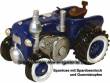Trecker Traktor Oldtimer Spardose blau Kunststein mit Gummistopfen Ma&szlig;e ca.: L= 16 cm