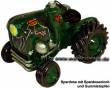 Trecker Traktor Peace Spardose gr&uuml;n Kunststein mit Gummistopfen Ma&szlig;e ca.: L= 15 cm