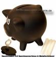 Sparschwein mit Tafellack klein Dekor Uni schwarz Keramik Ma&szlig;e ca.: L= 12 cm
