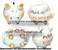 Sparschwein 3D Design Alles wird gut! Keramik Marke KCG Mae ca.: L= 12,5 cm - Bild vergrern 