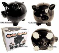 Sparschwein Blacky 1 Aufschrift whlen Keramik mit Spardosenschloss & Schlssel Mae ca.: L= 16,5 cm - Bild vergrern 