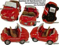 Auto Cabrio rot Spardose aus Kunststein mit Spardosenverschluss Mae ca.: L= 15 cm - Bild vergrern 