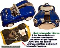 Spardose Auto Cabrio blau Keramik mit Spardosenschloss und Schlssel Mae ca.: L= 20 cm - Bild vergrern 