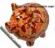 Sparschwein Dekor Herbst braun mit bunten Herbstlaub Keramik und Schloss Mae ca.: L= 20 cm 