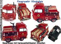 Spardose Feuerwehrauto Nostalgie Kunststein mit Spardosenverschluss Mae ca.: L= 20 cm - Bild vergrern 