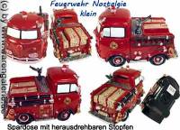 Spardose Feuerwehrauto Nostalgie klein Kunststein mit Spardosenverschluss Mae ca.: L= 17 cm - Bild vergrern 