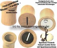 Holzspardose Model Frederik dunkle Eiche mit Spardosenschloss & Schlssel Mae ca.: H= 10 cm - Bild vergrern 