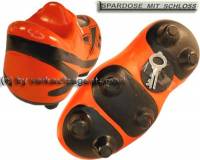 Spardose Fuballschuh orange Keramik mit Spardosenschloss & Schlssel Mae ca.: L= 21 cm - Bild vergrern 
