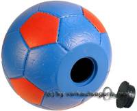 Spardose Fuball blau/ rot mit Spardosenschloss und Spardosenschlssel Mae ca.: = 15,5 cm - Bild vergrern 